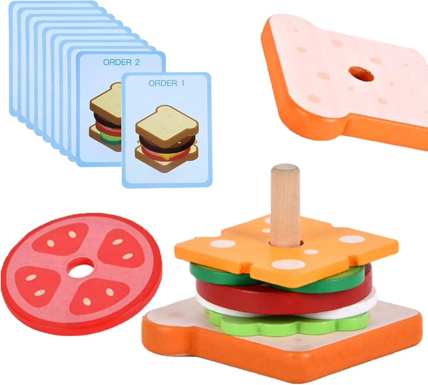 Stack & Serve Wooden Fast Food Pretend Play Set