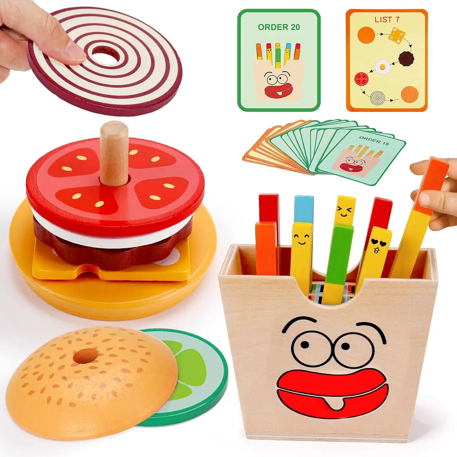 Stack & Serve Wooden Fast Food Pretend Play Set