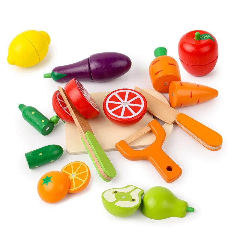 Wooden Fine Motor Cutting Fruit & Vegetable Play Set