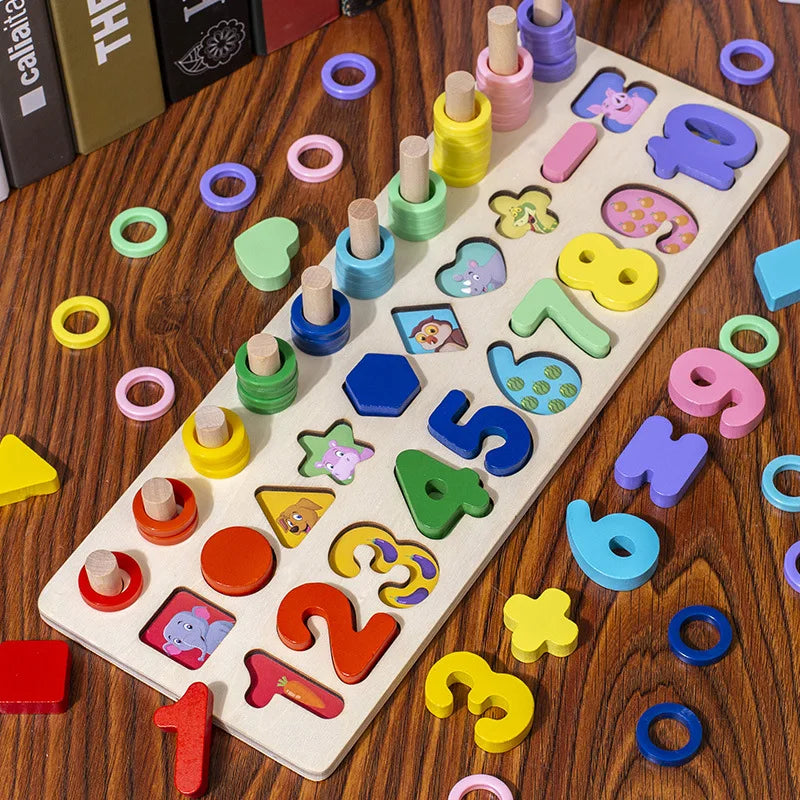 3D Wooden Magnetic Fishing Arithmetic Shape Match Block Set