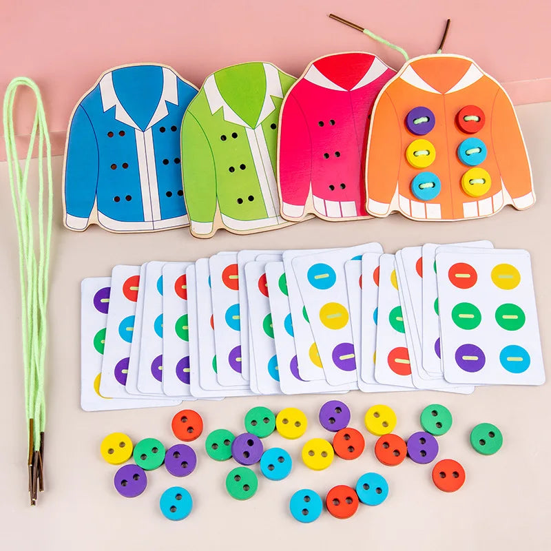 Wonder Skills Montessori Button Threading Sewing Life Skill Board