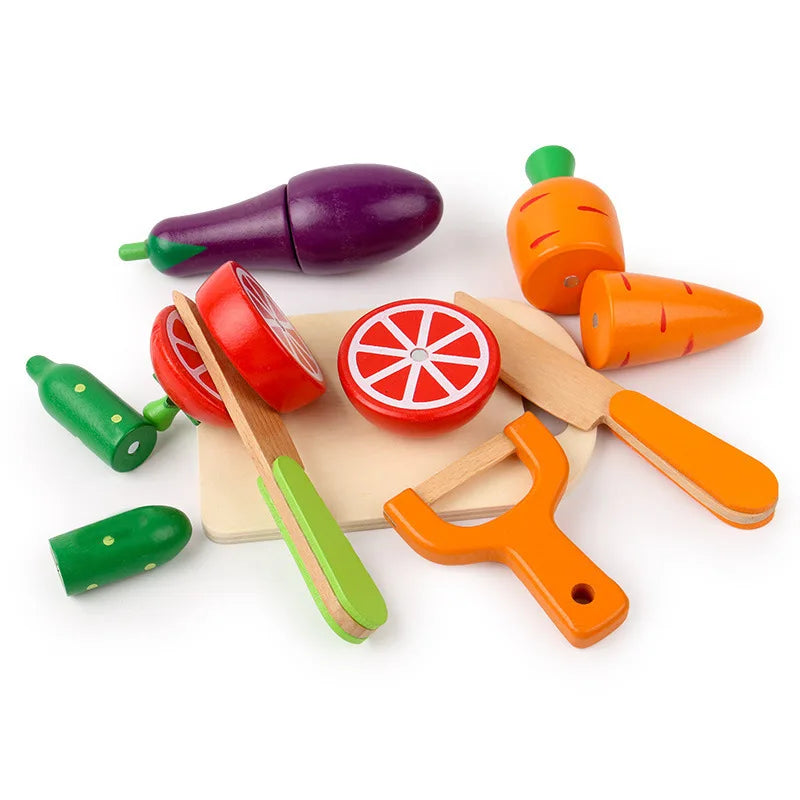 Wooden Fine Motor Cutting Fruit & Vegetable Play Set