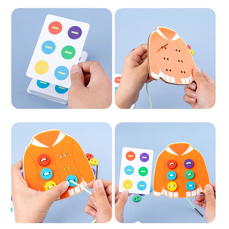 Wonder Skills Montessori Button Threading Sewing Life Skill Board