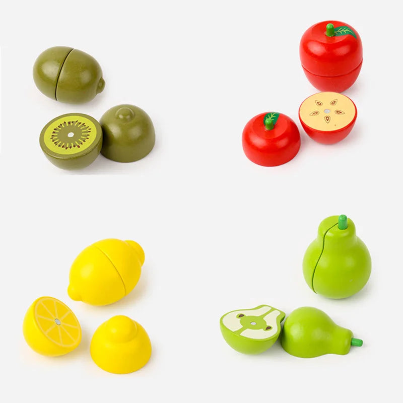 Wooden Fine Motor Cutting Fruit & Vegetable Play Set