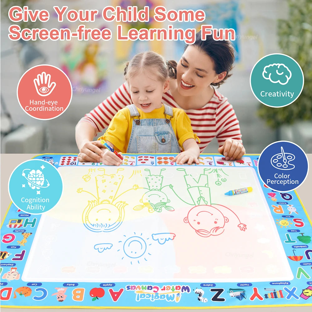 Wonder Draw Magic Water Drawing Mat Reusable Pen Doodle Set