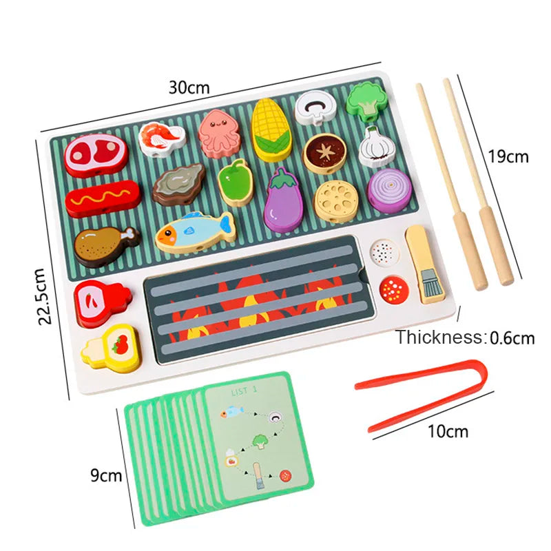 Sizzle & Serve Wooden Simulation BBQ Pretend Play Set