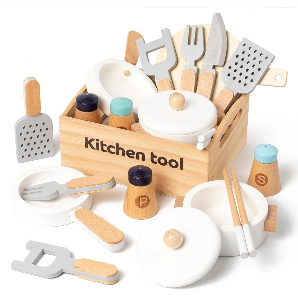 Wooden Pretend Play Kitchen Cutting Food Set