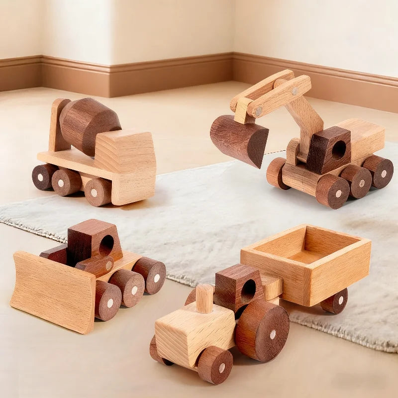 Wonder Wheels Wood Excavator Montessori Toy Set