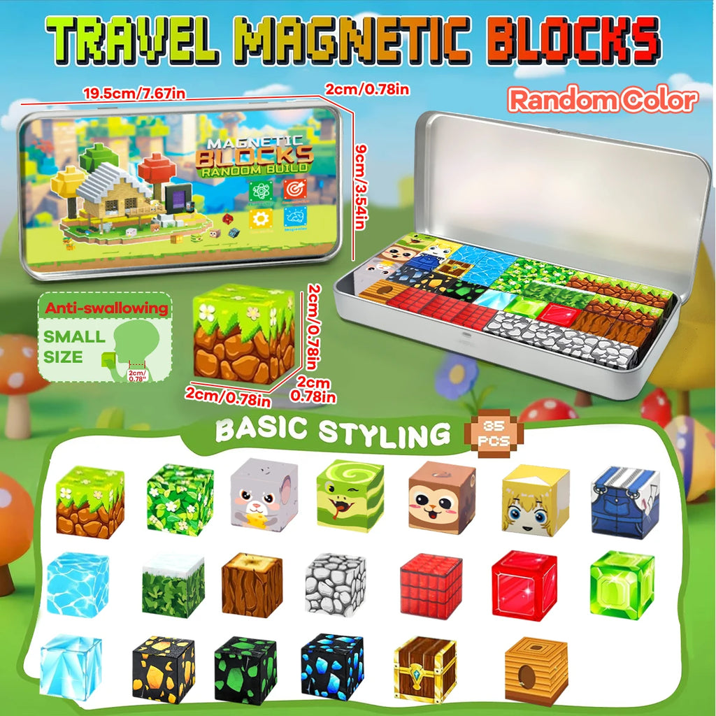 Magnetic building blocks travel set