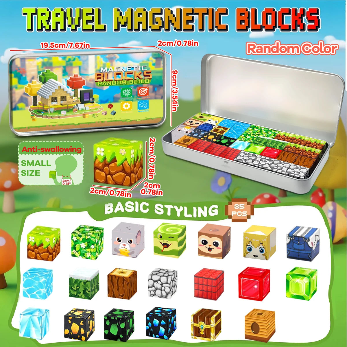 Magnetic building blocks travel set