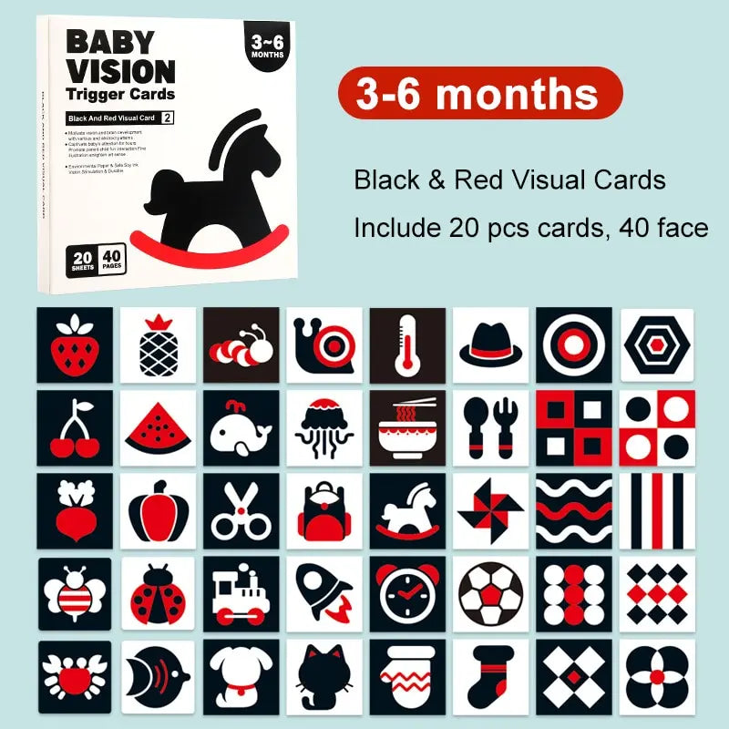 Montessori High Contrast Flash Cards | Visual Stimulation Cards for Newborns & Babies