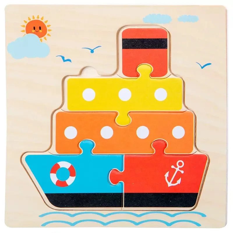 Wooden 3D Tangram Shape Animal Intelligence Puzzle Set