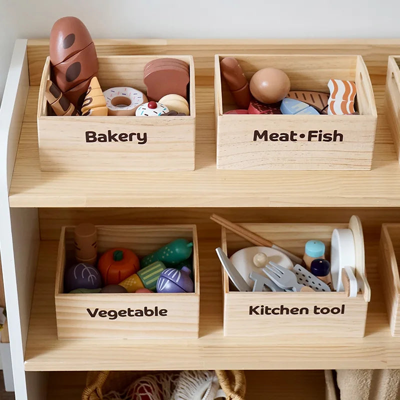 Wooden Pretend Play Kitchen Cutting Food Set