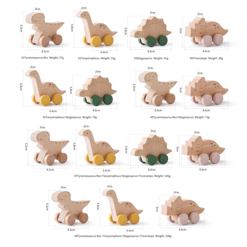 Little Dinos Dinosaur Car Montessori Wooden Pretend Play Toy