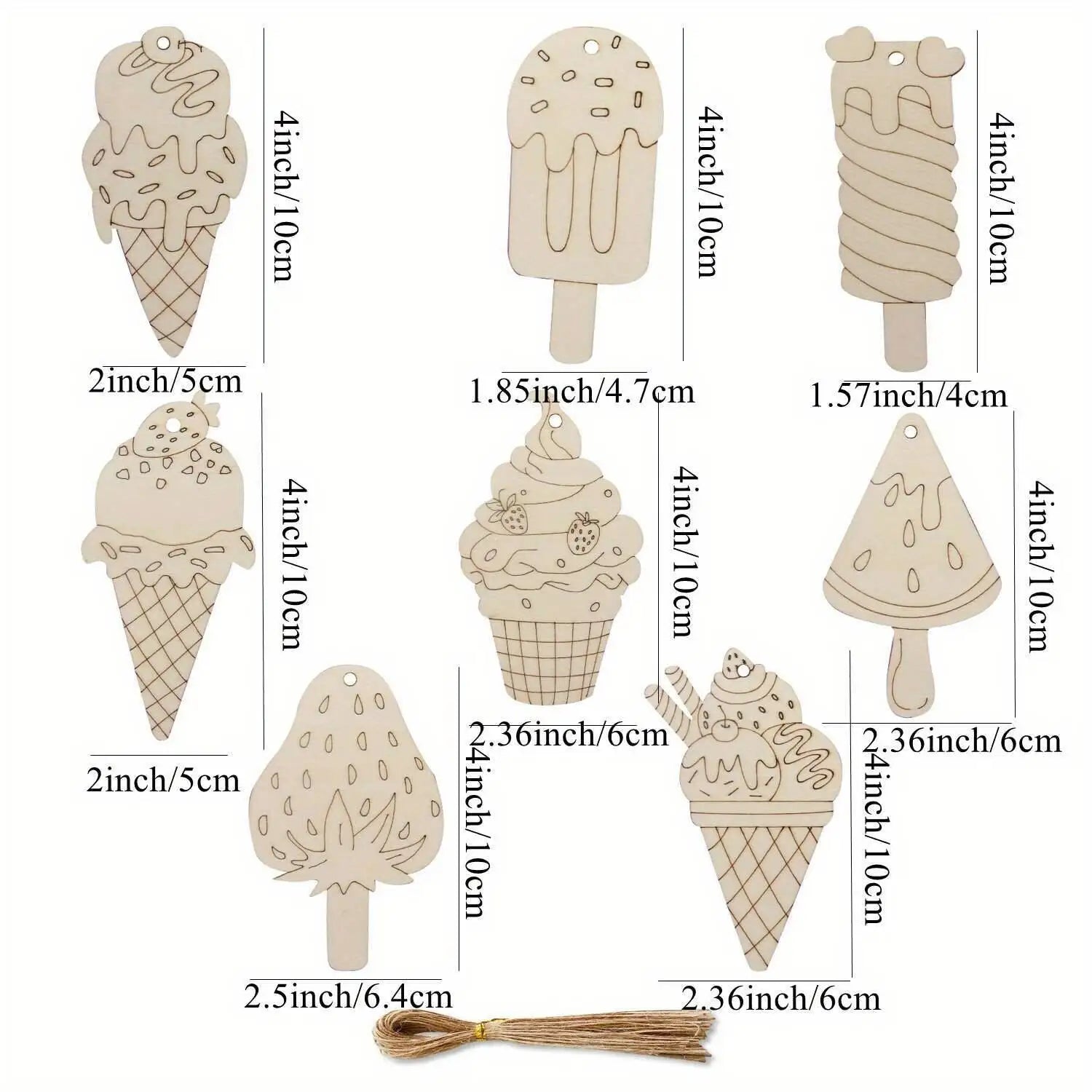 Paint Ice Lolly Wooden Craft Ornaments, 16-Piece DIY Painting Set