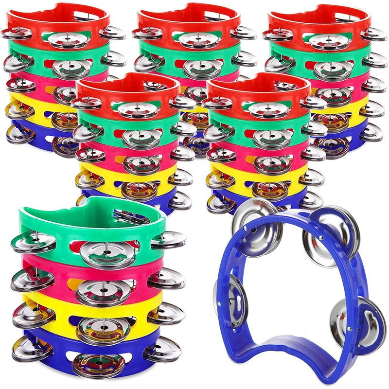 Handheld Tambourine, 4-Bell Rhythm Instrument