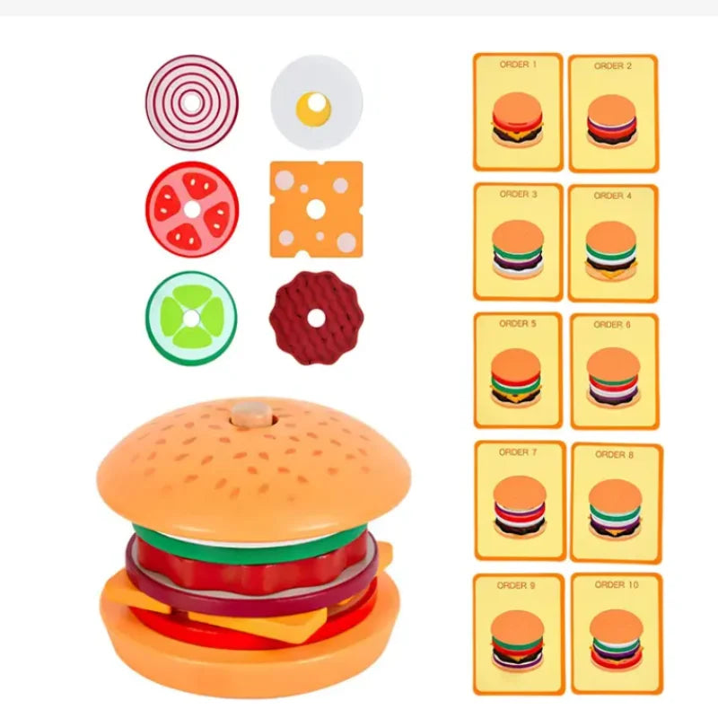 Stack & Serve Wooden Fast Food Pretend Play Set
