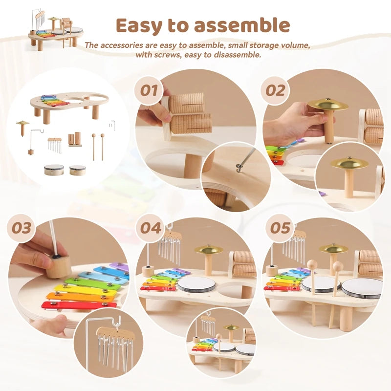 Tap & Chime Montessori Wooden Xylophone Music Table