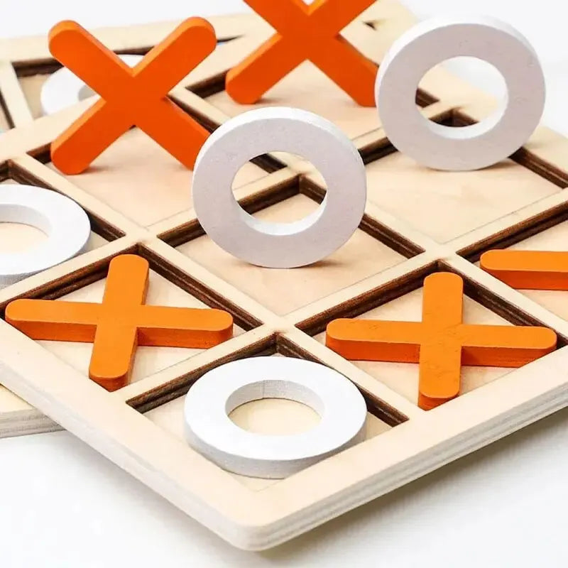 Classic Wooden Tic Tac Toe Board Strategy Game Set