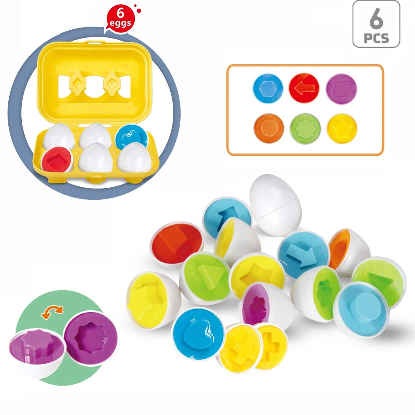 Montessori Smart Egg Shape Matching Set | Color & Shape Recognition Toy