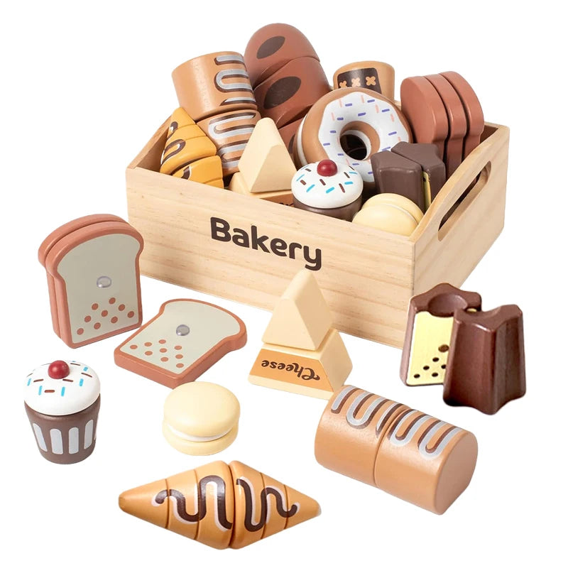Wooden Pretend Play Kitchen Cutting Food Set