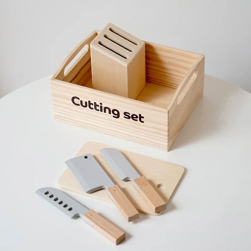 Wooden Pretend Play Kitchen Cutting Food Set