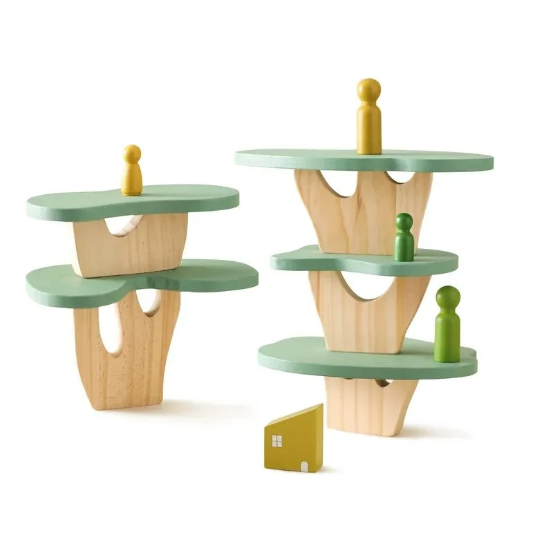 Stack & Explore Montessori Wooden Forest House Block Stacking Set