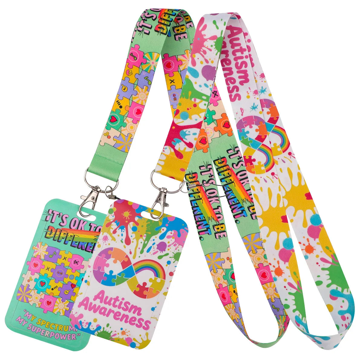 Autism Awareness Puzzle Credential Holder Lanyard