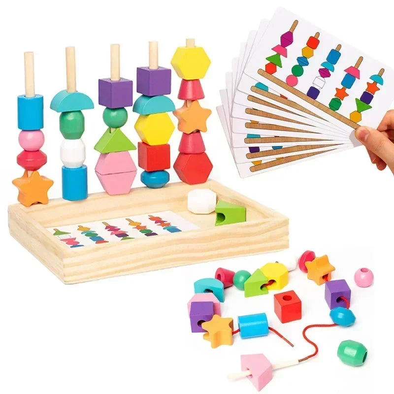 Wooden Color & Shape Matching Bead Puzzle