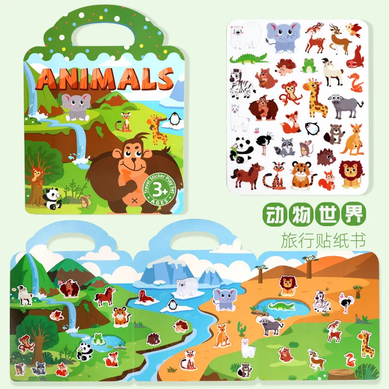 Portable DIY Multi Theme Sticker Play Book