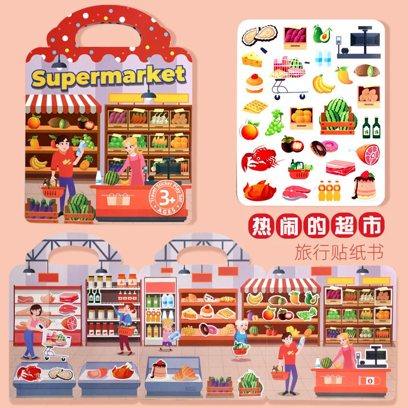 Portable DIY Multi Theme Sticker Play Book