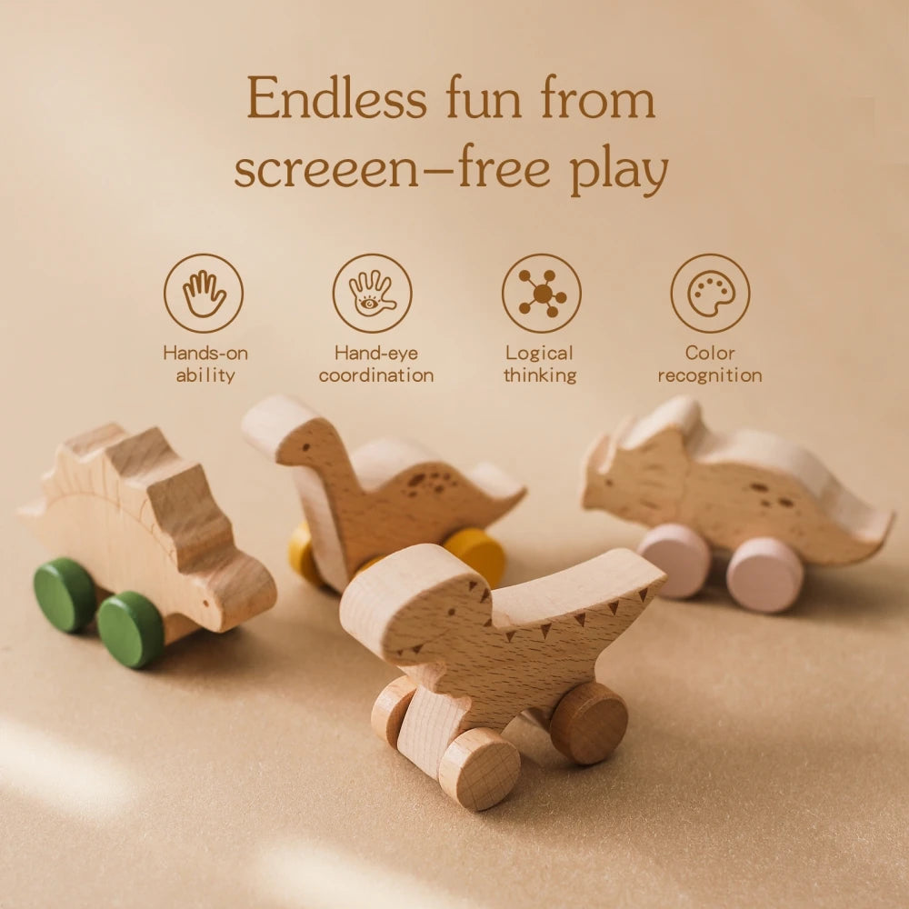 Little Dinos Dinosaur Car Montessori Wooden Pretend Play Toy