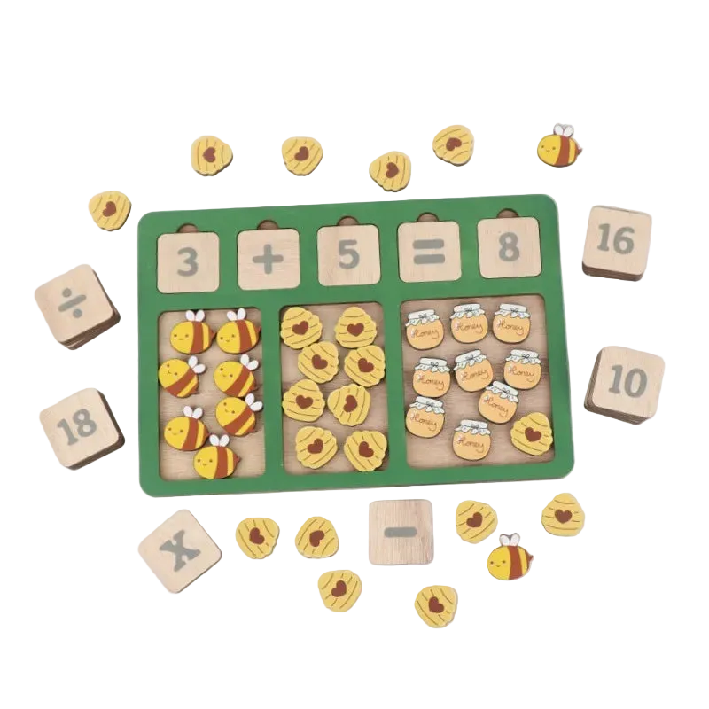 Wonder Count Wooden Number Blocks & Animals Math Board