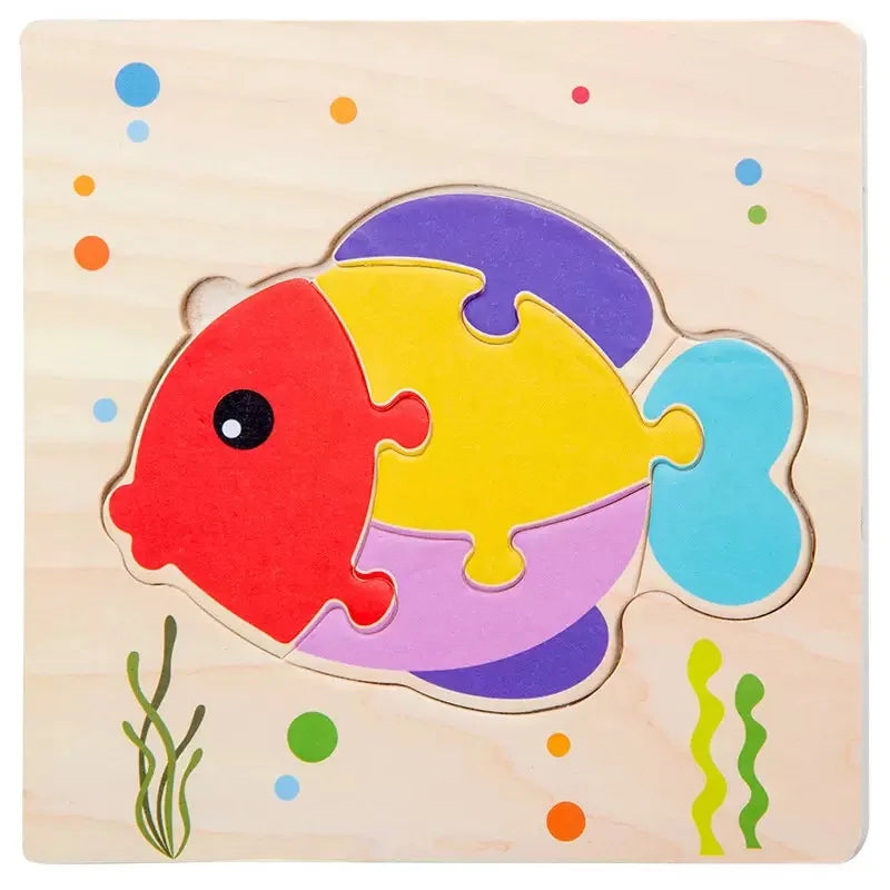 Wooden 3D Tangram Shape Animal Intelligence Puzzle Set