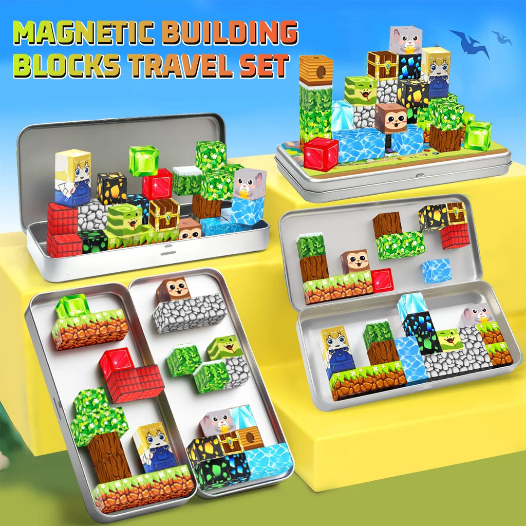 Magnetic building blocks travel set