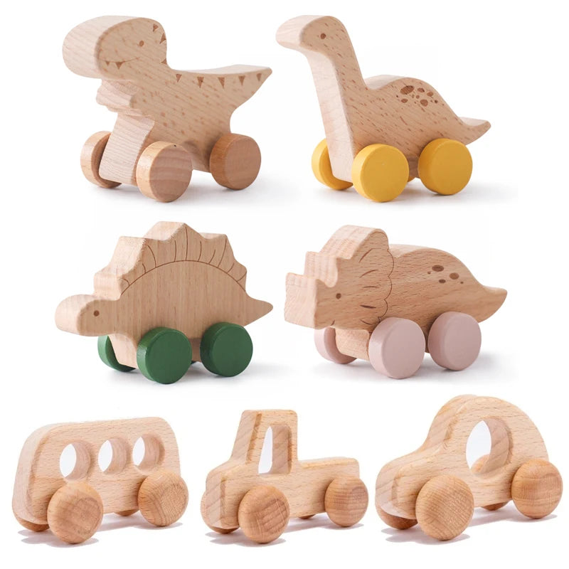 Little Dinos Dinosaur Car Montessori Wooden Pretend Play Toy