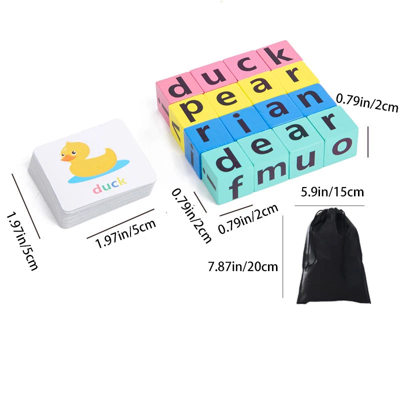 Wonder Spell Wooden Word Spelling Alphabet Block & Card Set