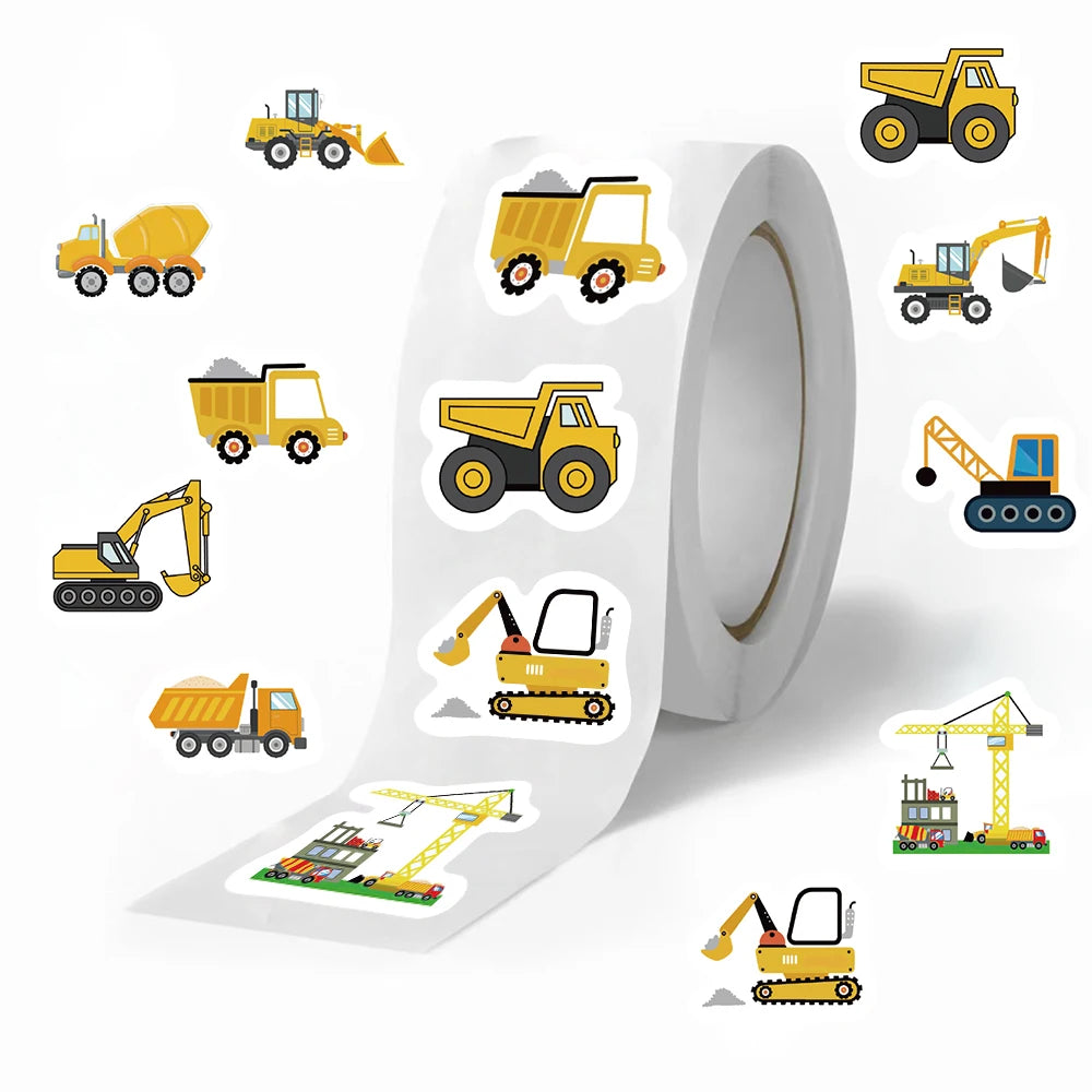500pc Construction Vehicle Reward Encourage Sticker Roll
