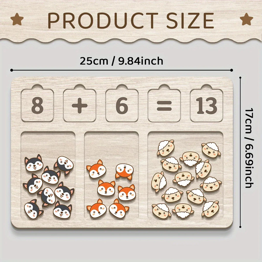Wonder Count Wooden Number Blocks & Animals Math Board