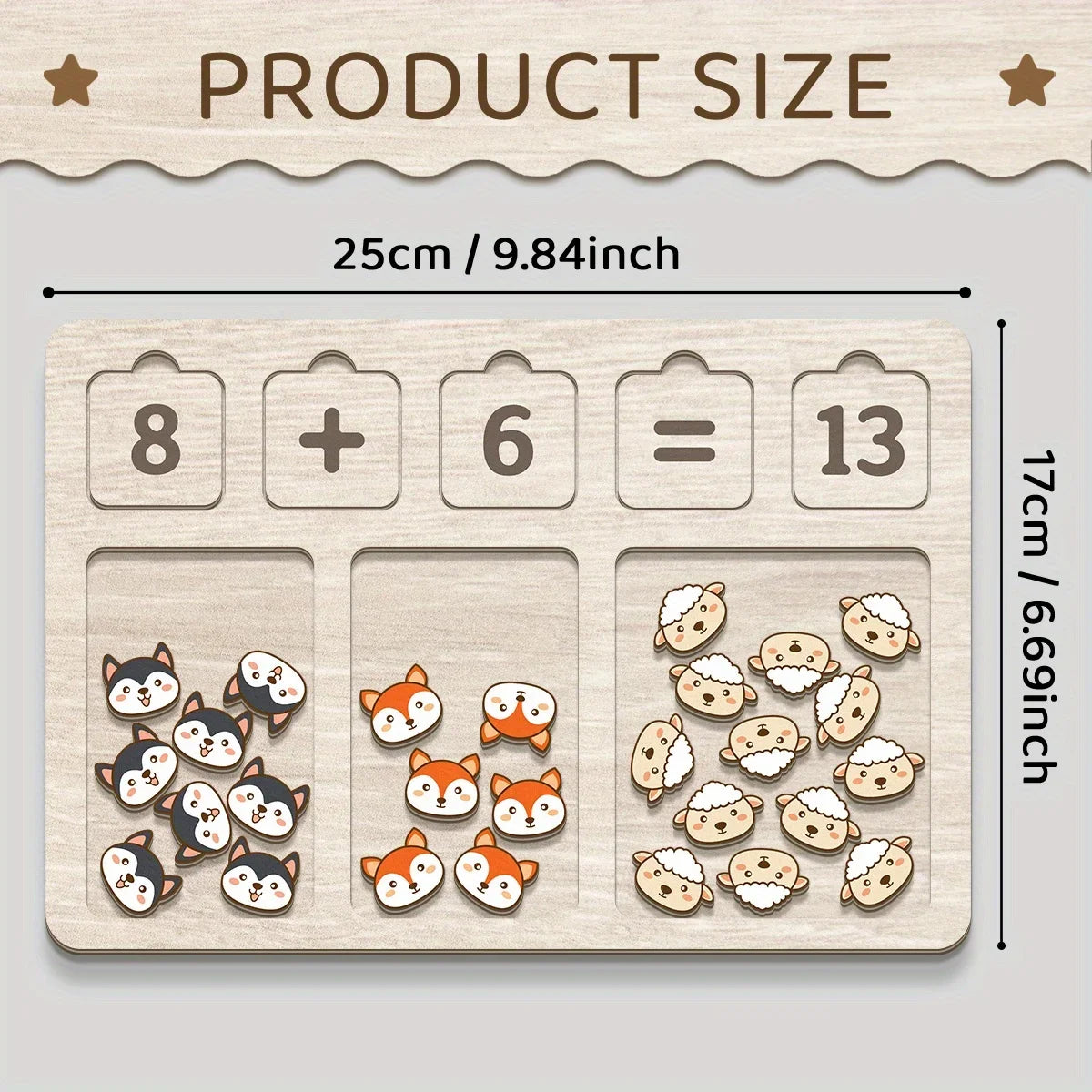 Wonder Count Wooden Number Blocks & Animals Math Board