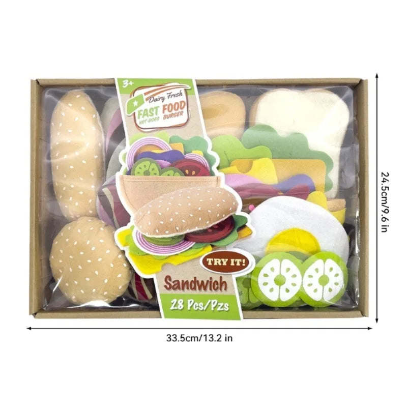 Wonder Bites 28pc Felt Food Burger & Sandwich Play Set