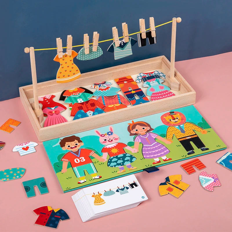 Little Stylists Drying Rack Dress Up Logic Matching Puzzle Set