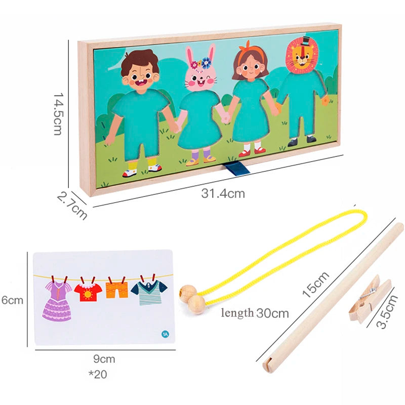 Little Stylists Drying Rack Dress Up Logic Matching Puzzle Set