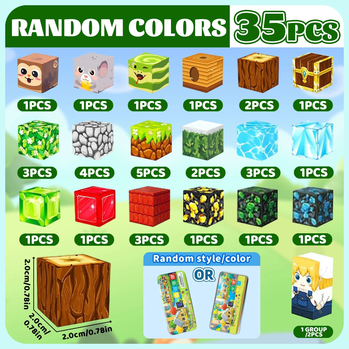 Magnetic building blocks travel set