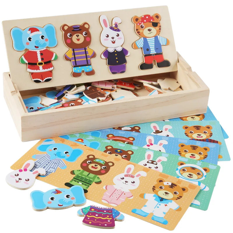 Wooden Little Bear Dressing Puzzle