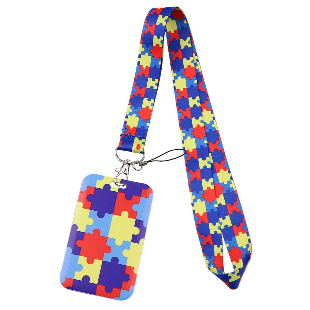Autism Awareness Puzzle Lanyard ID Card Holder