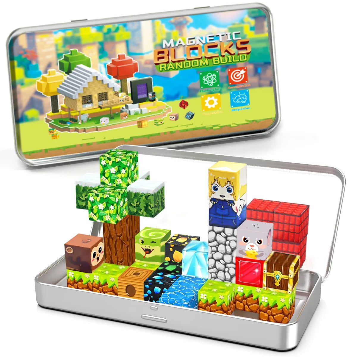 Magnetic building blocks travel set