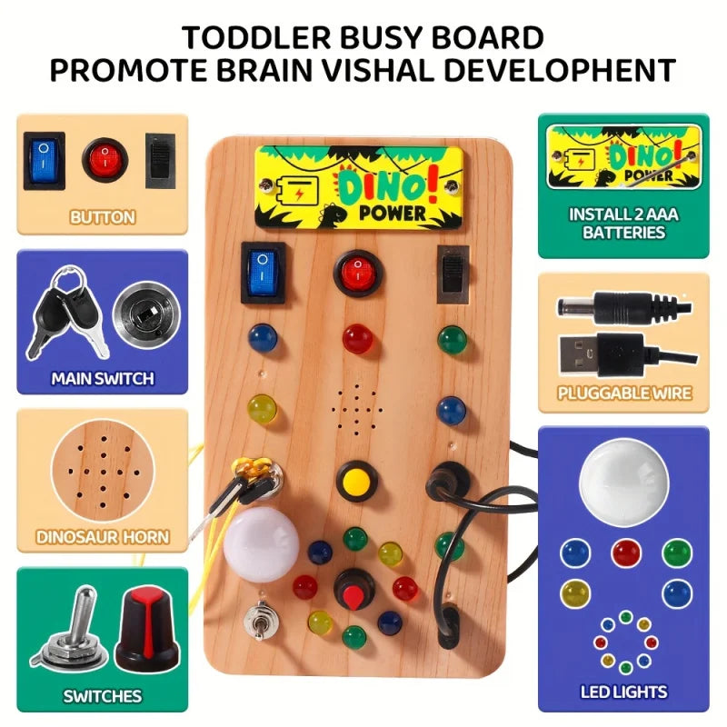 Montessori LED Light Switch Power Button Busy Board Set