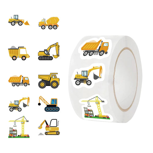 500pc Construction Vehicle Reward Encourage Sticker Roll