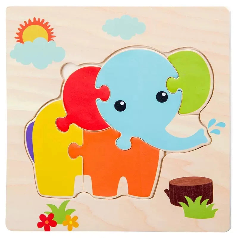 Wooden 3D Tangram Shape Animal Intelligence Puzzle Set